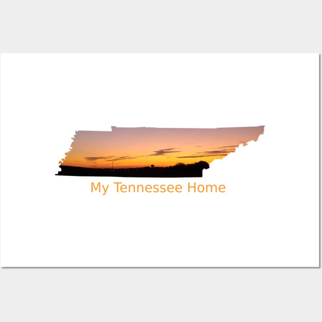 My Tennessee Home - Orange Sunset Over Small Town Wall Art by A2Gretchen